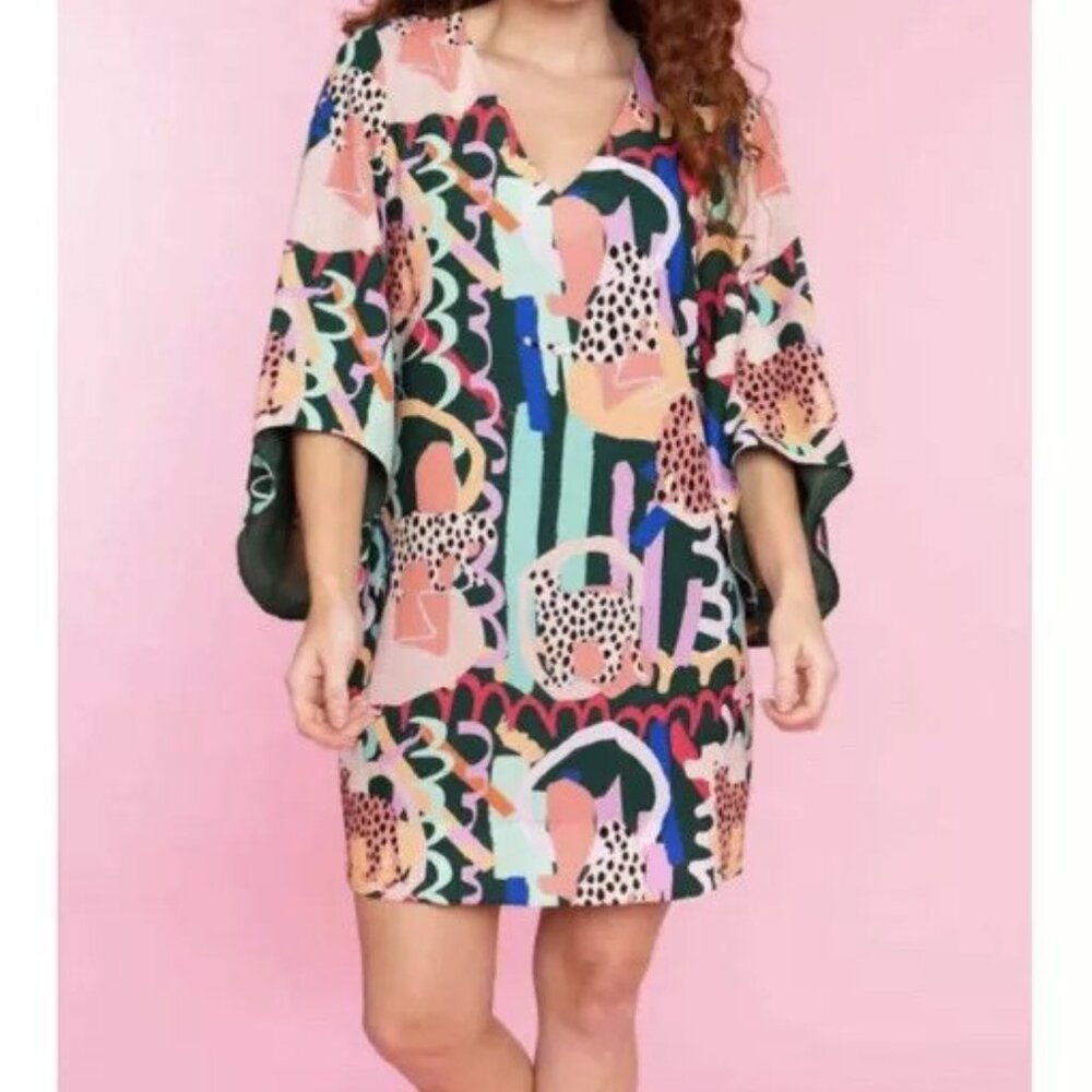 Crosby by Mollie Burch Mini Dress Animal Print 60s Go-Go Artsy Colorful Size S